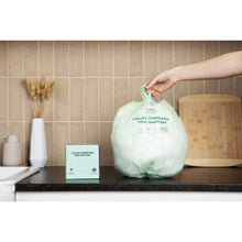 Load image into Gallery viewer, Compostable Kitchen Garbage Bags – 13 Gallon &amp; 3 Gallon Sizes. Durable &amp; Leak Proof