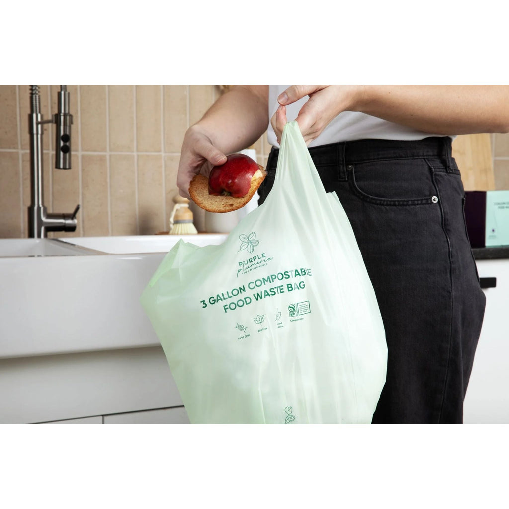 Compostable Kitchen Garbage Bags – 13 Gallon & 3 Gallon Sizes. Durable & Leak Proof