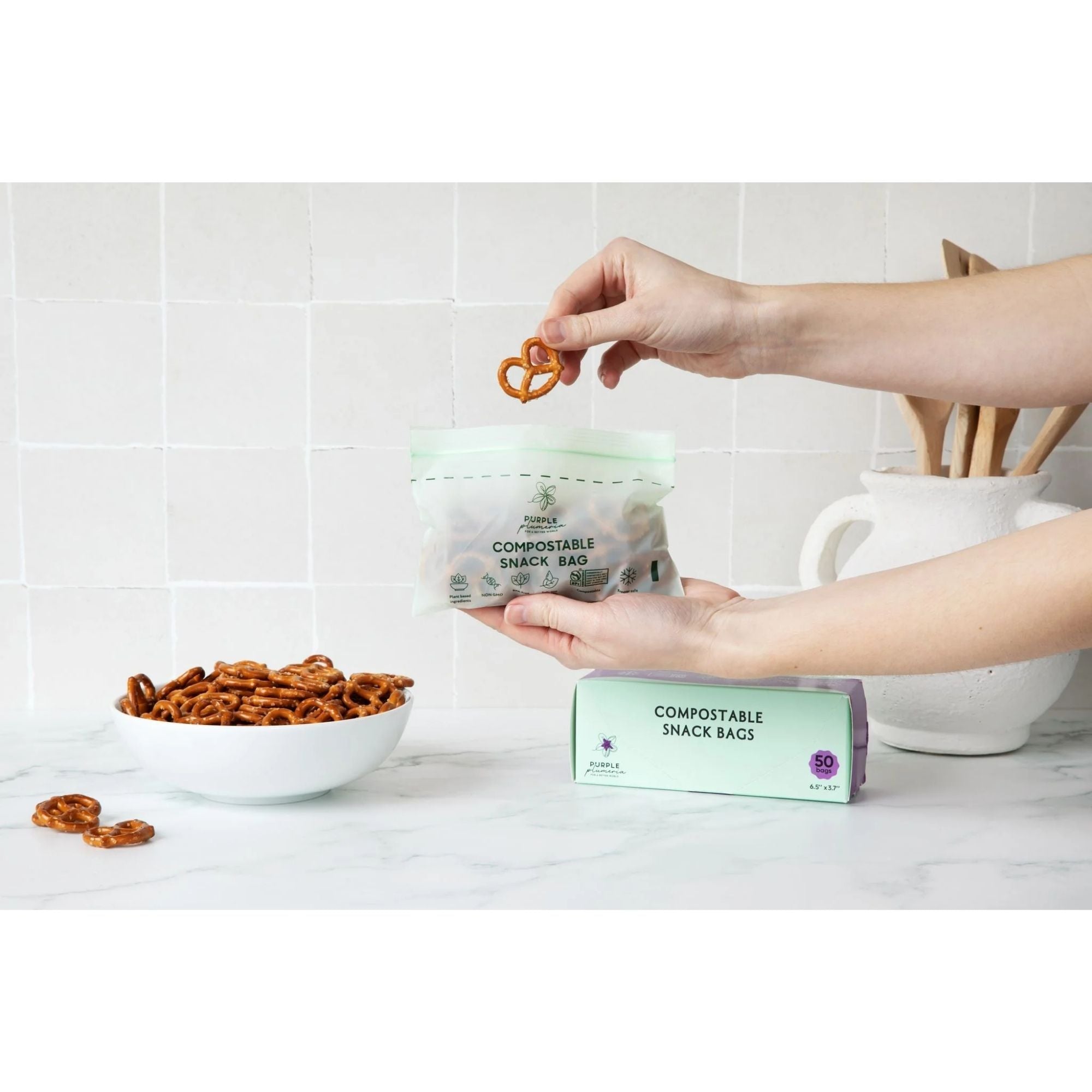 Compostable Resealable Bags. Eco-Friendly & Durable. Snack, Sandwich, Quart & Gallon Sizes