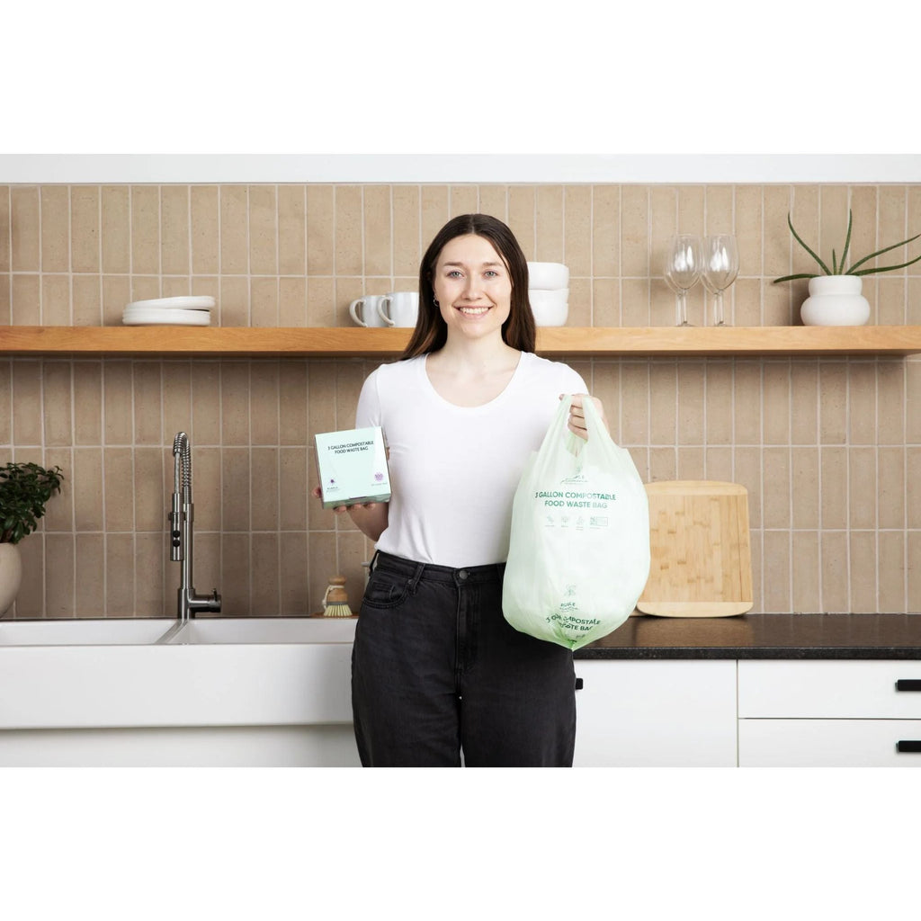 Compostable Kitchen Garbage Bags – 13 Gallon & 3 Gallon Sizes. Durable & Leak Proof