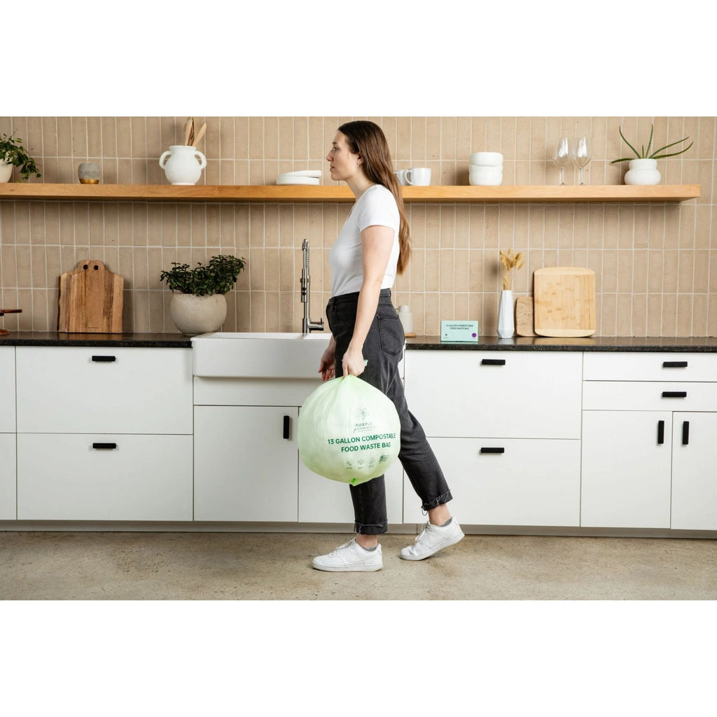 Compostable Kitchen Garbage Bags – 13 Gallon & 3 Gallon Sizes. Durable & Leak Proof