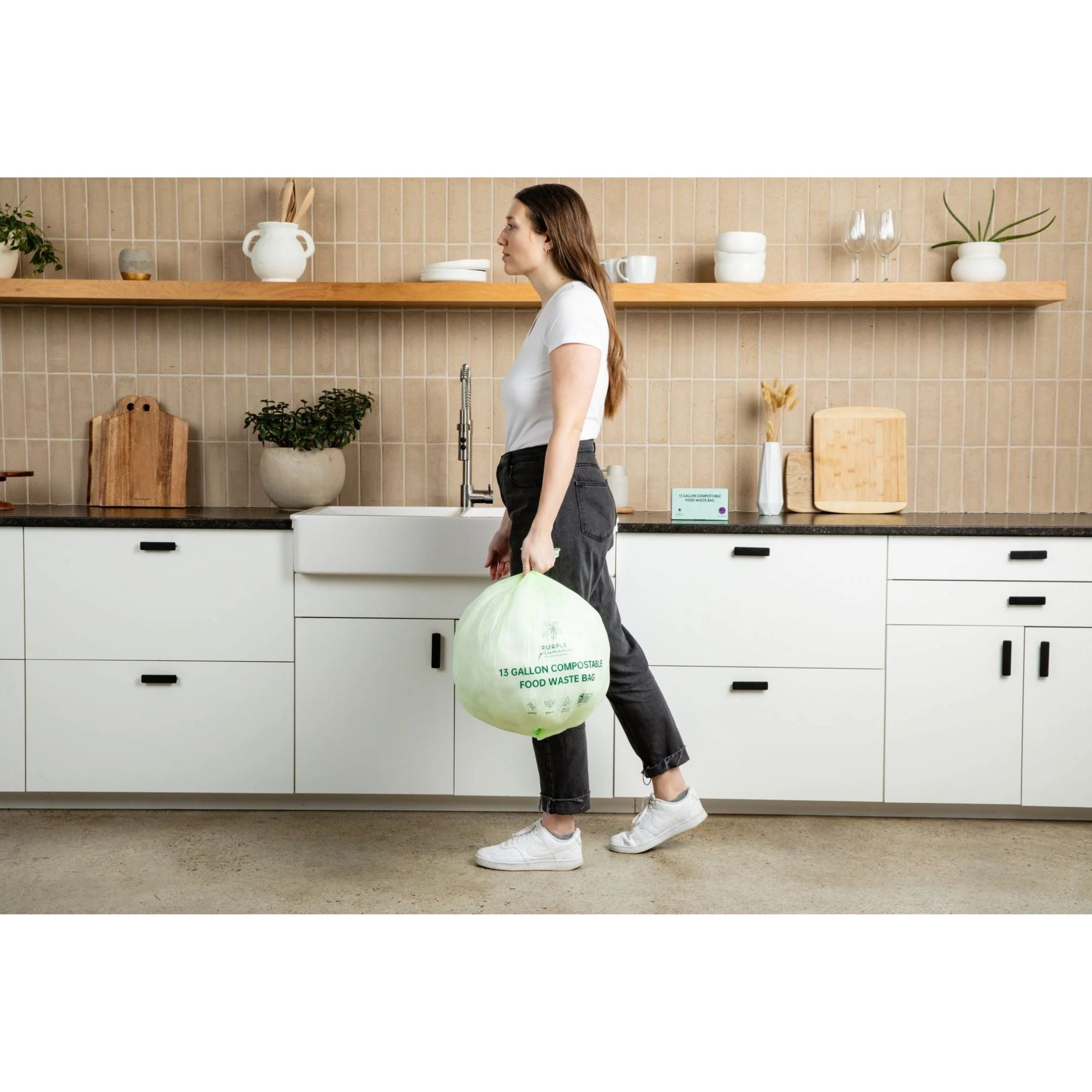 Compostable Kitchen Garbage Bags – 13 Gallon & 3 Gallon Sizes. Durable & Leak Proof