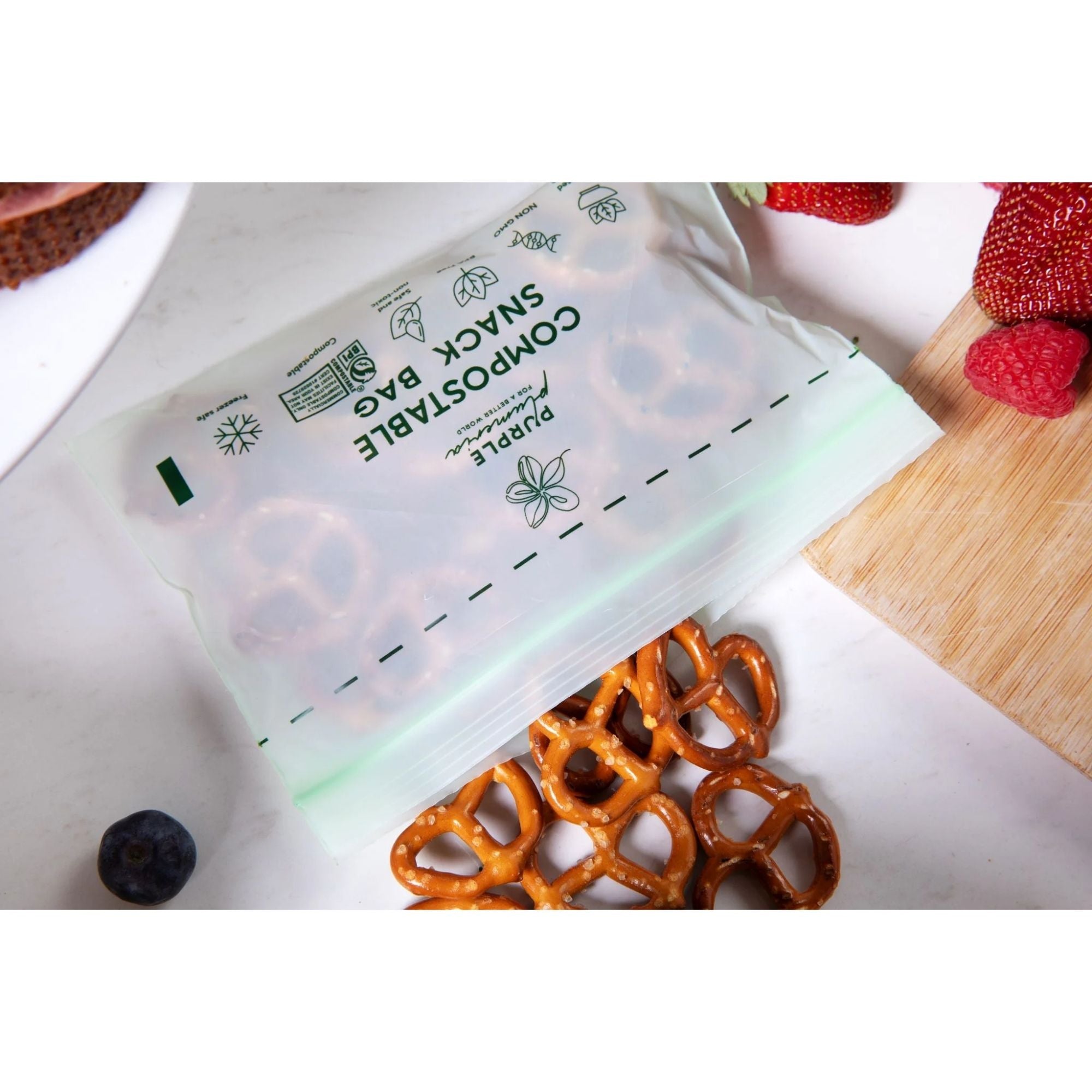 Compostable Resealable Bags. Eco-Friendly & Durable. Snack, Sandwich, Quart & Gallon Sizes