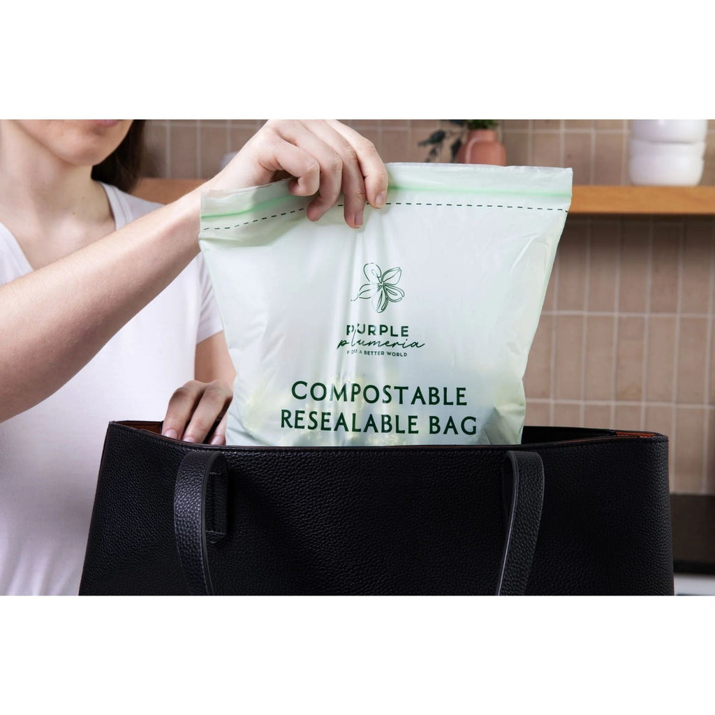 Compostable Resealable Bags. Eco-Friendly & Durable. Snack, Sandwich, Quart & Gallon Sizes