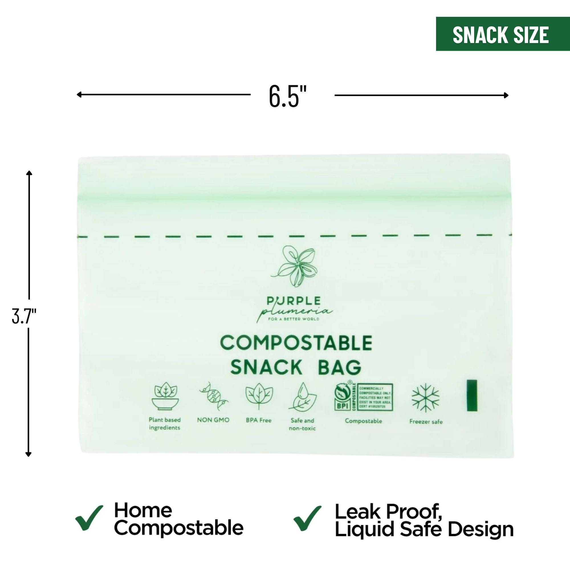 Compostable Resealable Bags. Eco-Friendly & Durable. Snack, Sandwich, Quart & Gallon Sizes