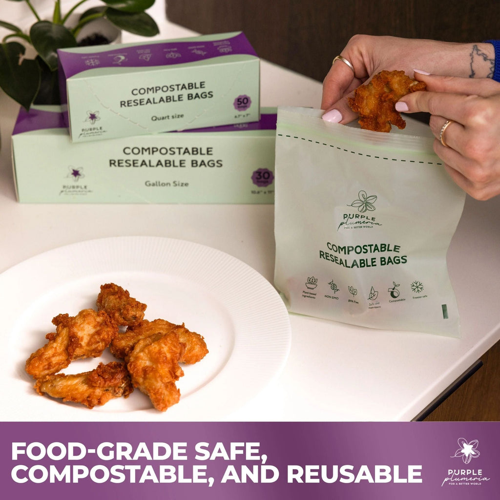 Compostable Resealable Bags. Eco-Friendly & Durable. Snack, Sandwich, Quart & Gallon Sizes