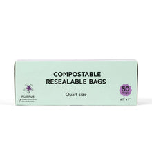 Load image into Gallery viewer, Compostable Resealable Bags. Eco-Friendly &amp; Durable. Snack, Sandwich, Quart &amp; Gallon Sizes