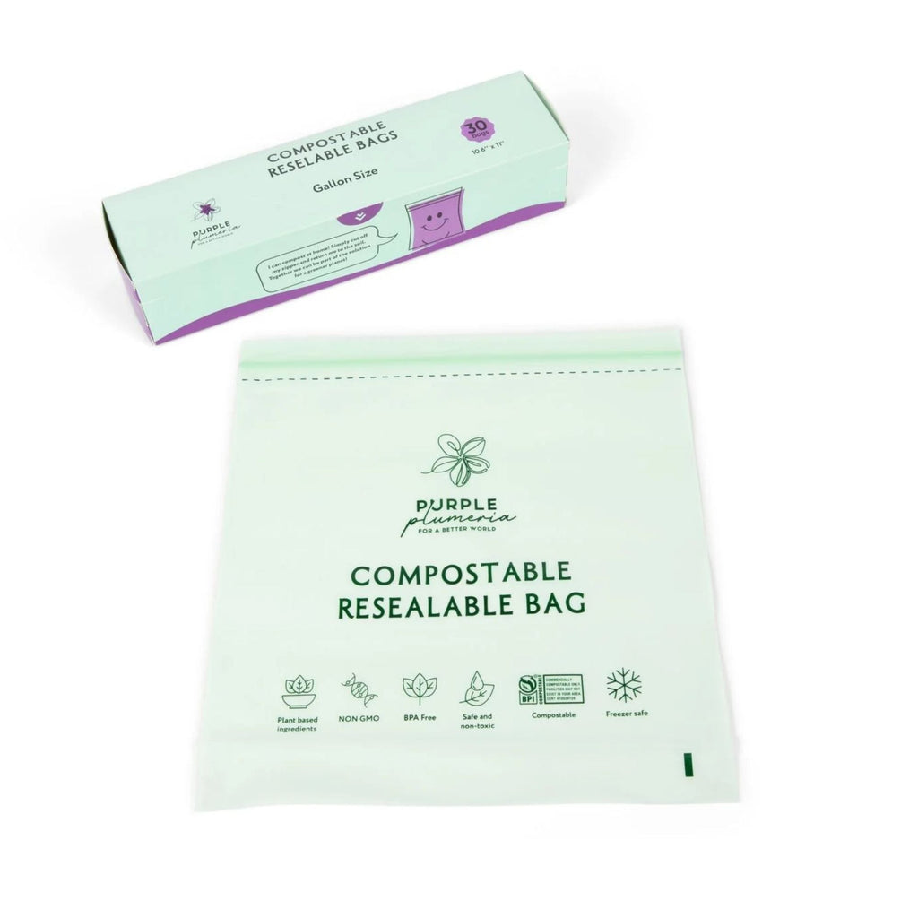 Compostable Resealable Bags. Eco-Friendly & Durable. Snack, Sandwich, Quart & Gallon Sizes