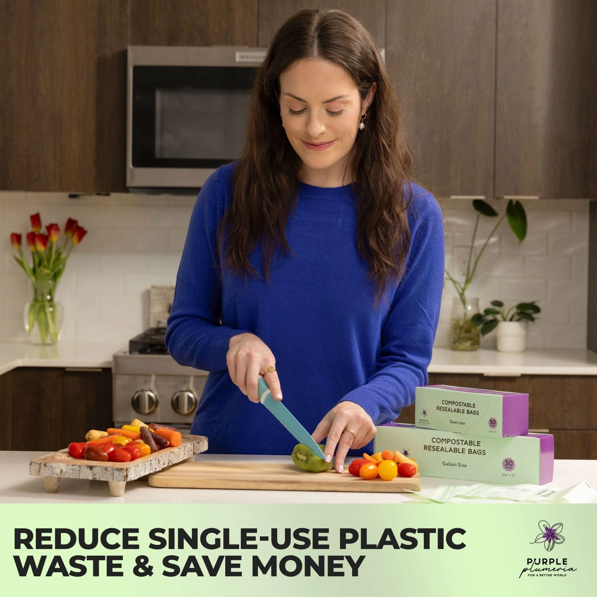 Compostable Resealable Bags. Eco-Friendly & Durable. Snack, Sandwich, Quart & Gallon Sizes