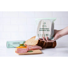 Load image into Gallery viewer, Compostable Resealable Bags. Eco-Friendly &amp; Durable. Snack, Sandwich, Quart &amp; Gallon Sizes