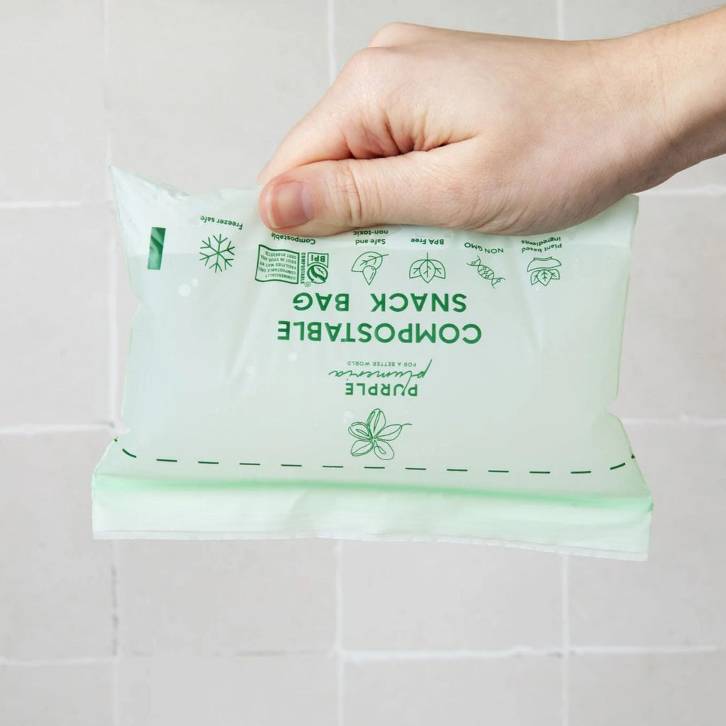 Compostable Resealable Bags. Eco-Friendly & Durable. Snack, Sandwich, Quart & Gallon Sizes