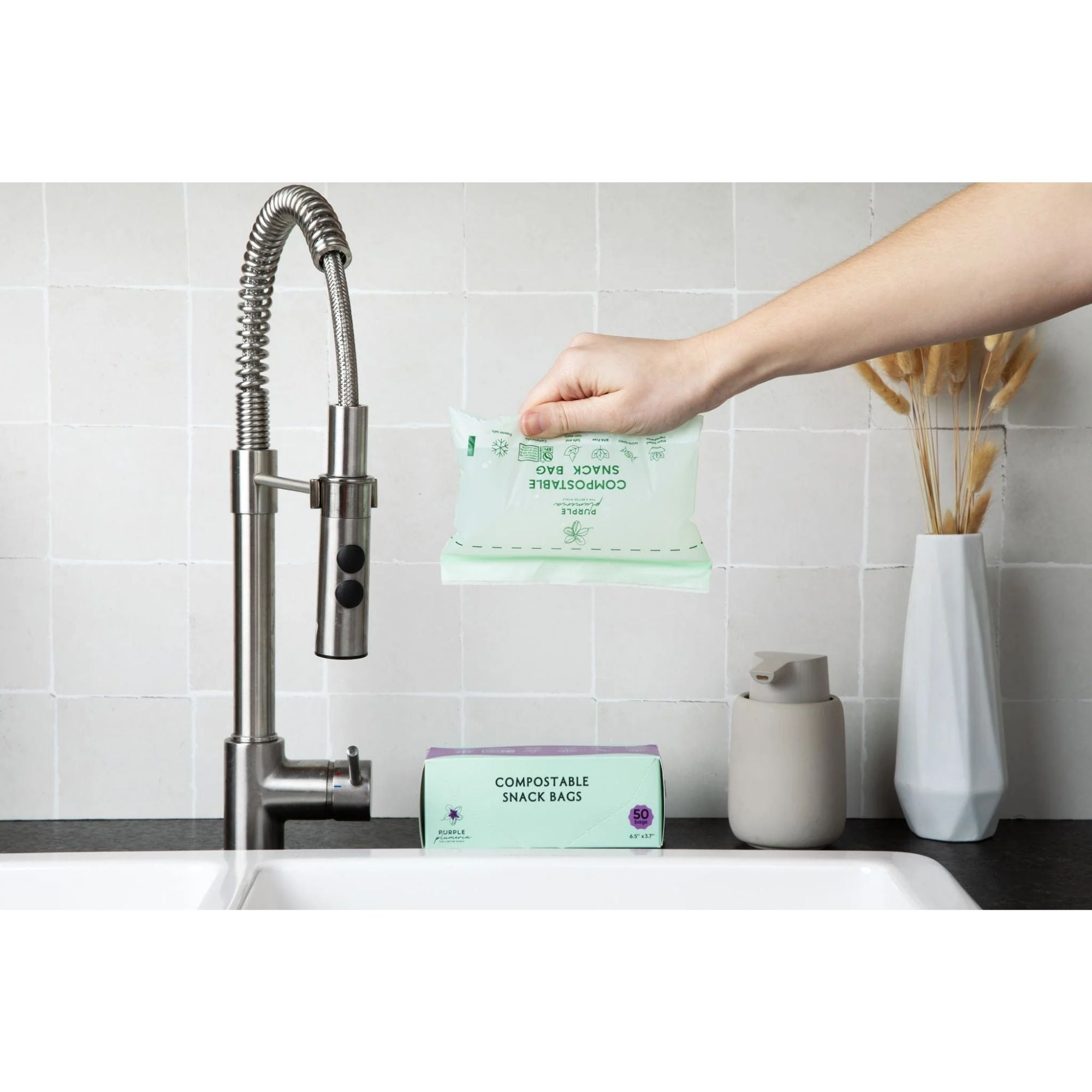 Compostable Resealable Bags. Eco-Friendly & Durable. Snack, Sandwich, Quart & Gallon Sizes