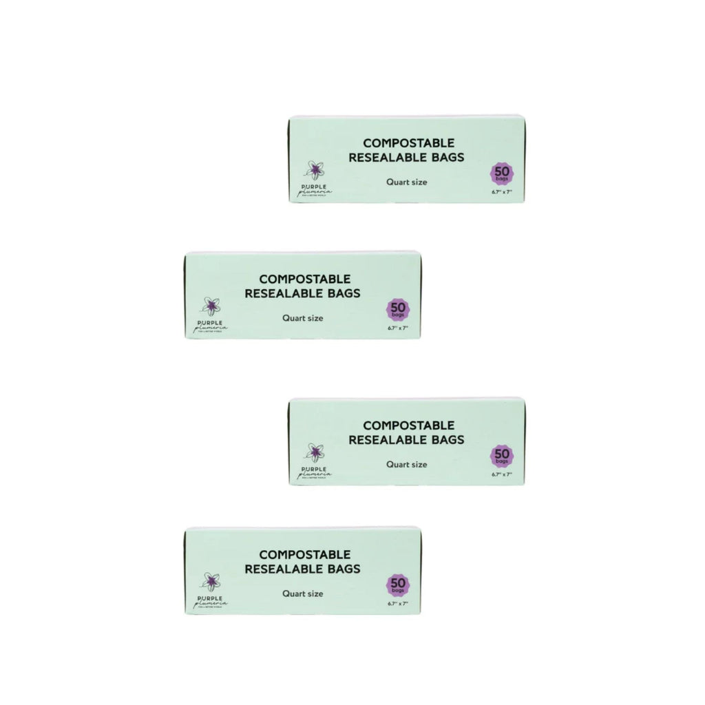 Compostable Resealable Bags. Eco-Friendly & Durable. Snack, Sandwich, Quart & Gallon Sizes