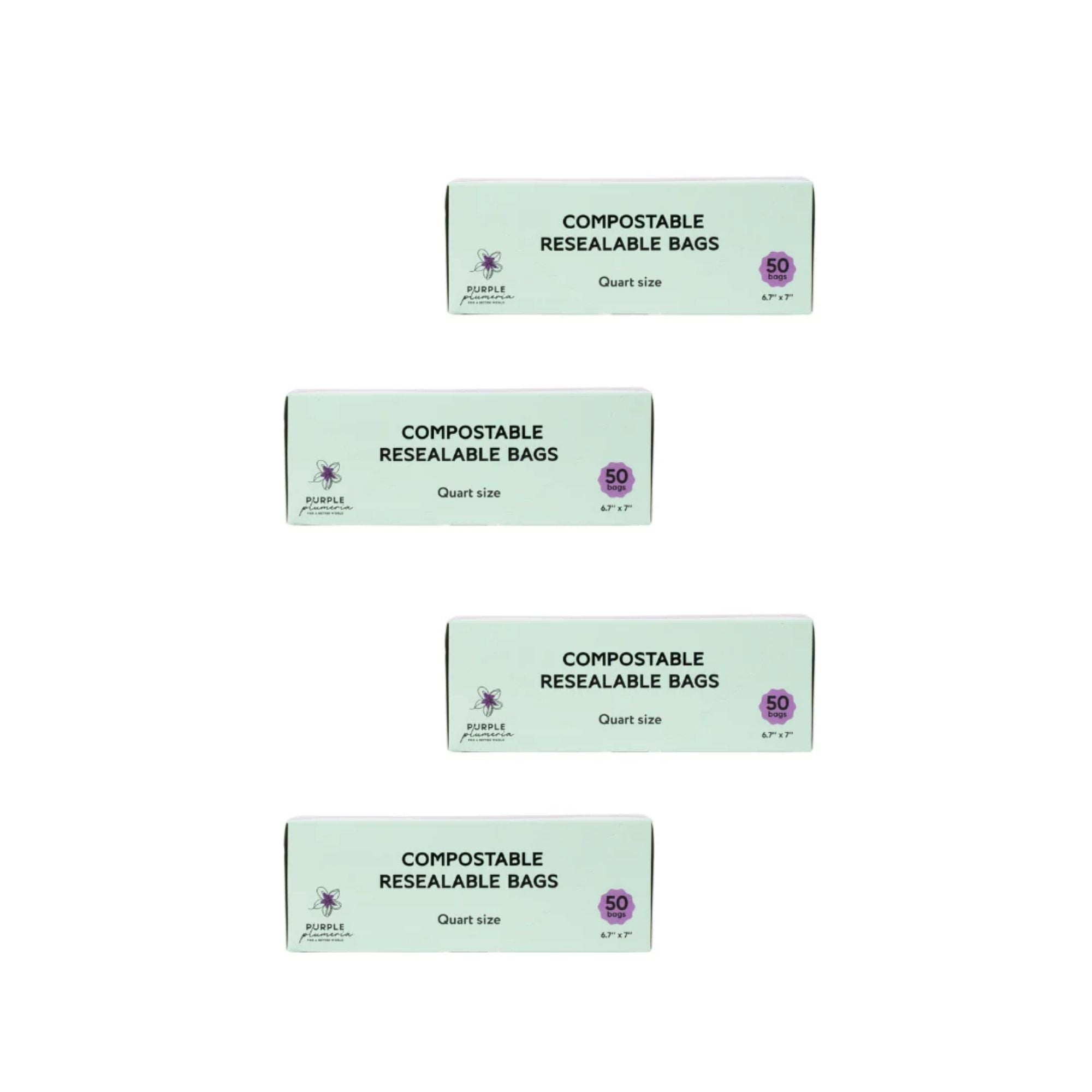 Compostable Resealable Bags. Eco-Friendly & Durable. Snack, Sandwich, Quart & Gallon Sizes