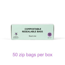 Load image into Gallery viewer, Compostable Resealable Bags. Eco-Friendly &amp; Durable. Snack, Sandwich, Quart &amp; Gallon Sizes