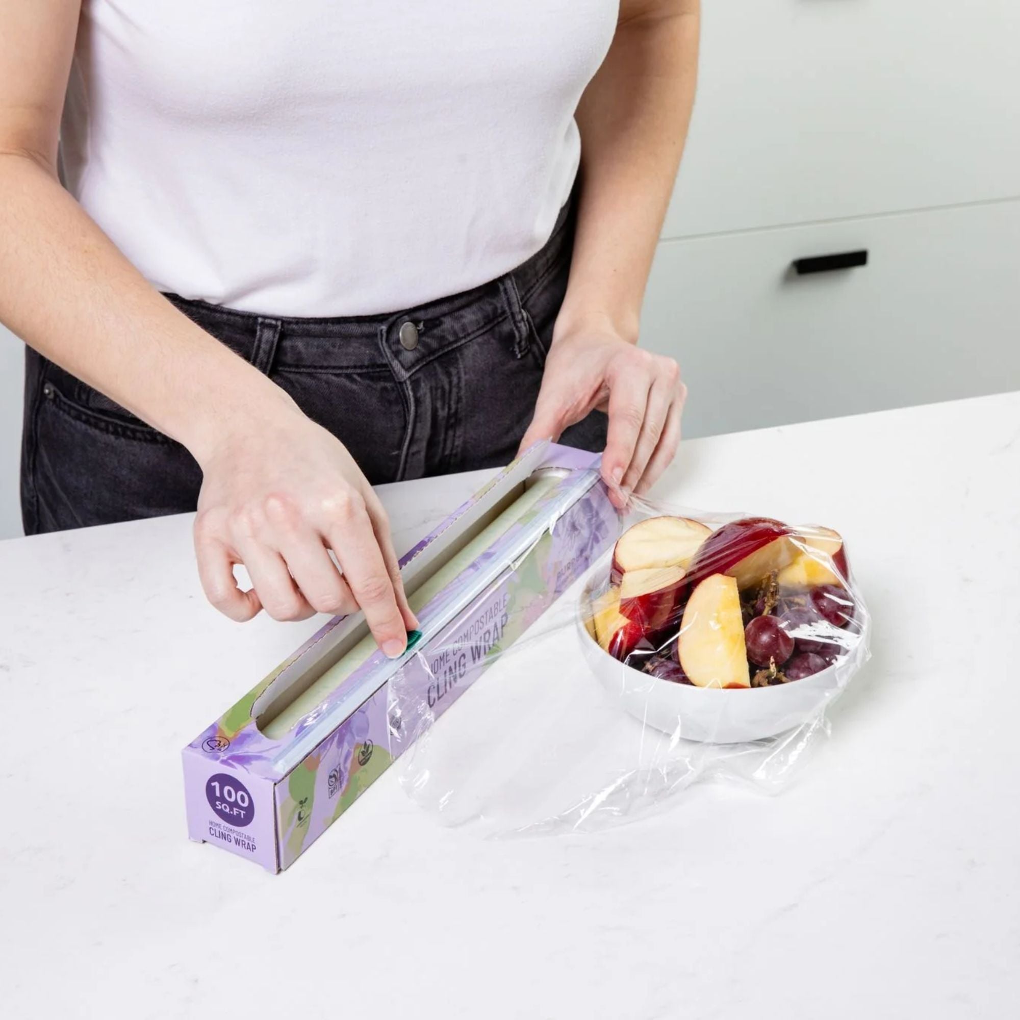 Home Compostable Cling Wrap. Keeps Food Fresh & Safe.