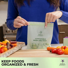Load image into Gallery viewer, Compostable Resealable Bags. Eco-Friendly &amp; Durable. Snack, Sandwich, Quart &amp; Gallon Sizes