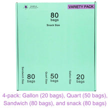 Load image into Gallery viewer, Compostable Resealable Bags. Eco-Friendly &amp; Durable. Snack, Sandwich, Quart &amp; Gallon Sizes