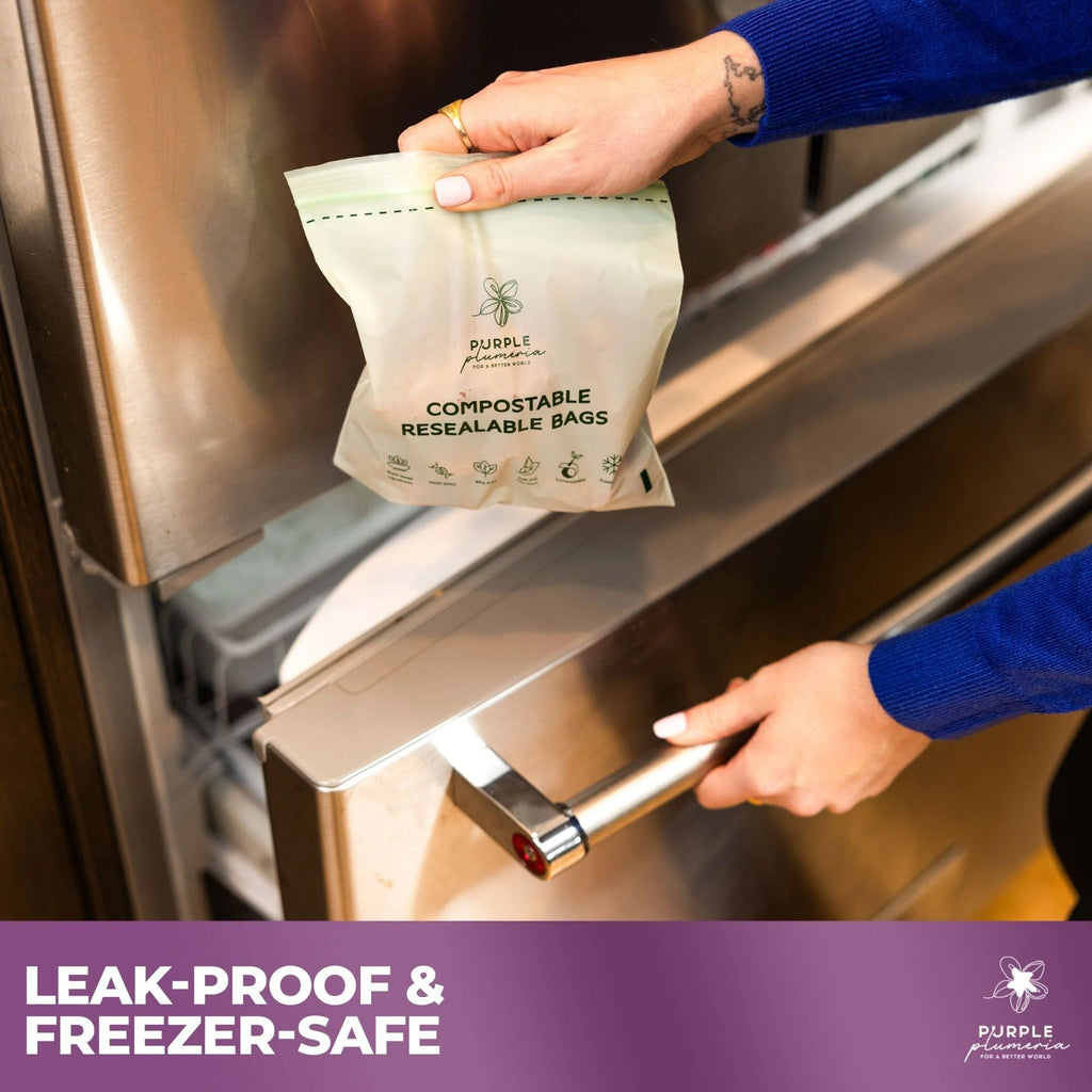 Compostable Resealable Bags. Eco-Friendly & Durable. Snack, Sandwich, Quart & Gallon Sizes