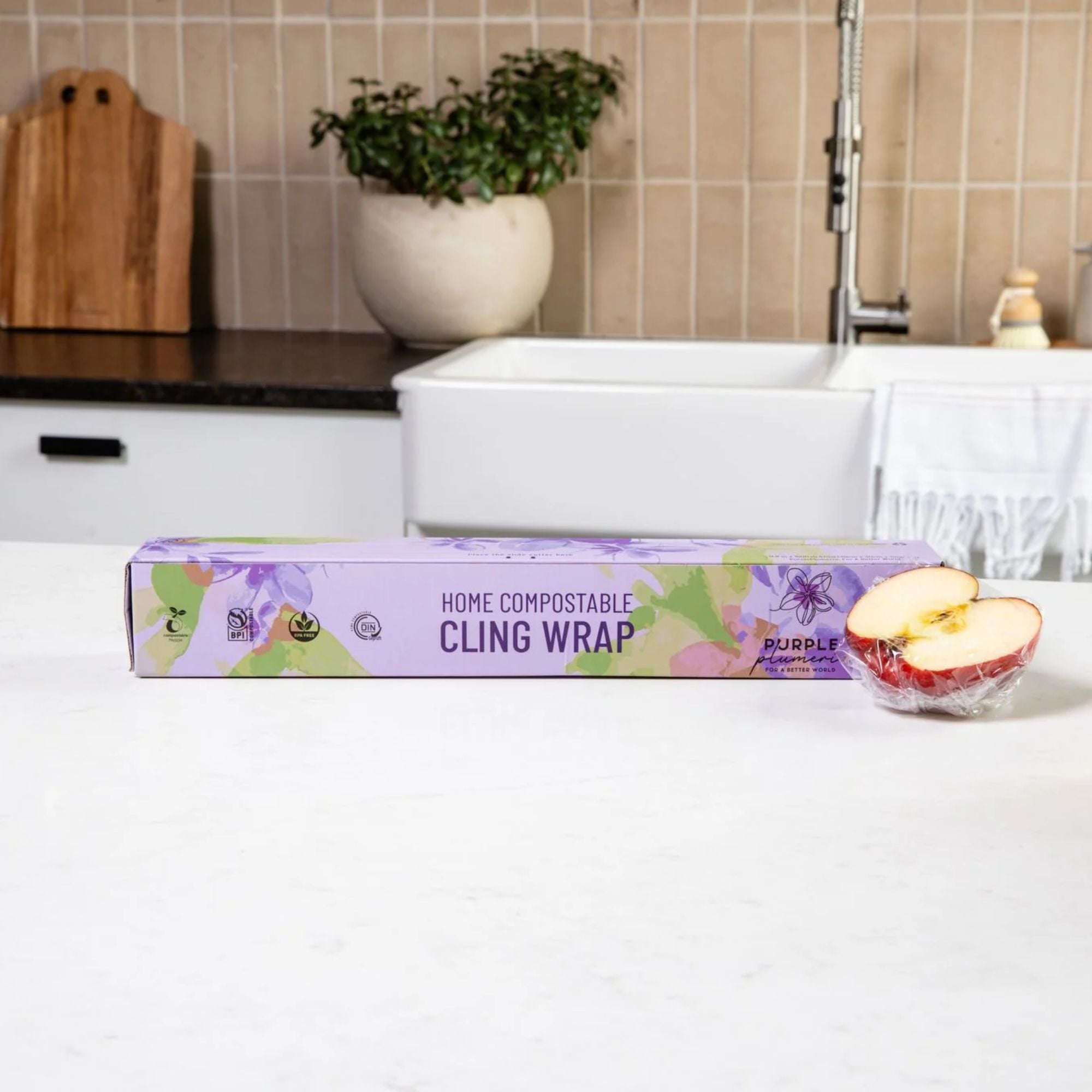 Home Compostable Cling Wrap. Keeps Food Fresh & Safe.