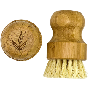 Bamboo brush with bristles on a white background
