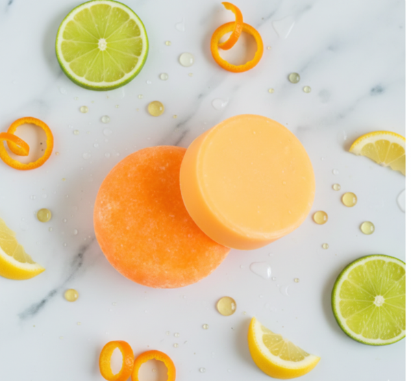 Energizing Citrus Craze hair care bundle featuring a matching natural shampoo and conditioner bar set for vibrant shine.